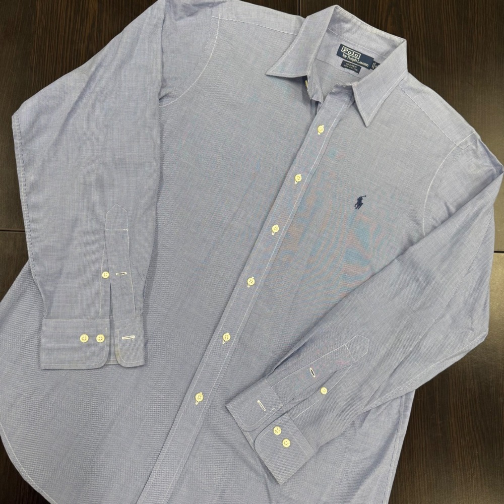 Polo Ralph Lauren Button Down Shirt Mens 16 34/35 Blue Andrew